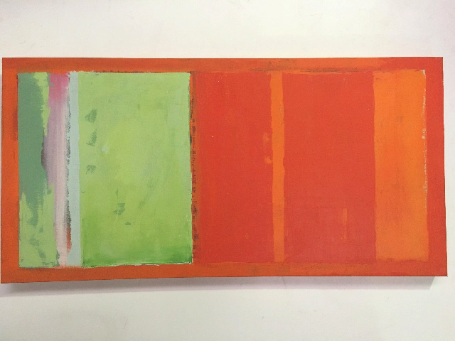 ARTWORK, Canvas - Abstract Orange & Pale Green (Diptych) 50 x 100cm
